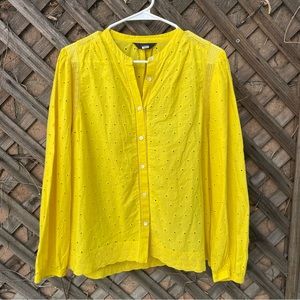 J. Crew Women’s Yellow Button Down Eyelet Blouse